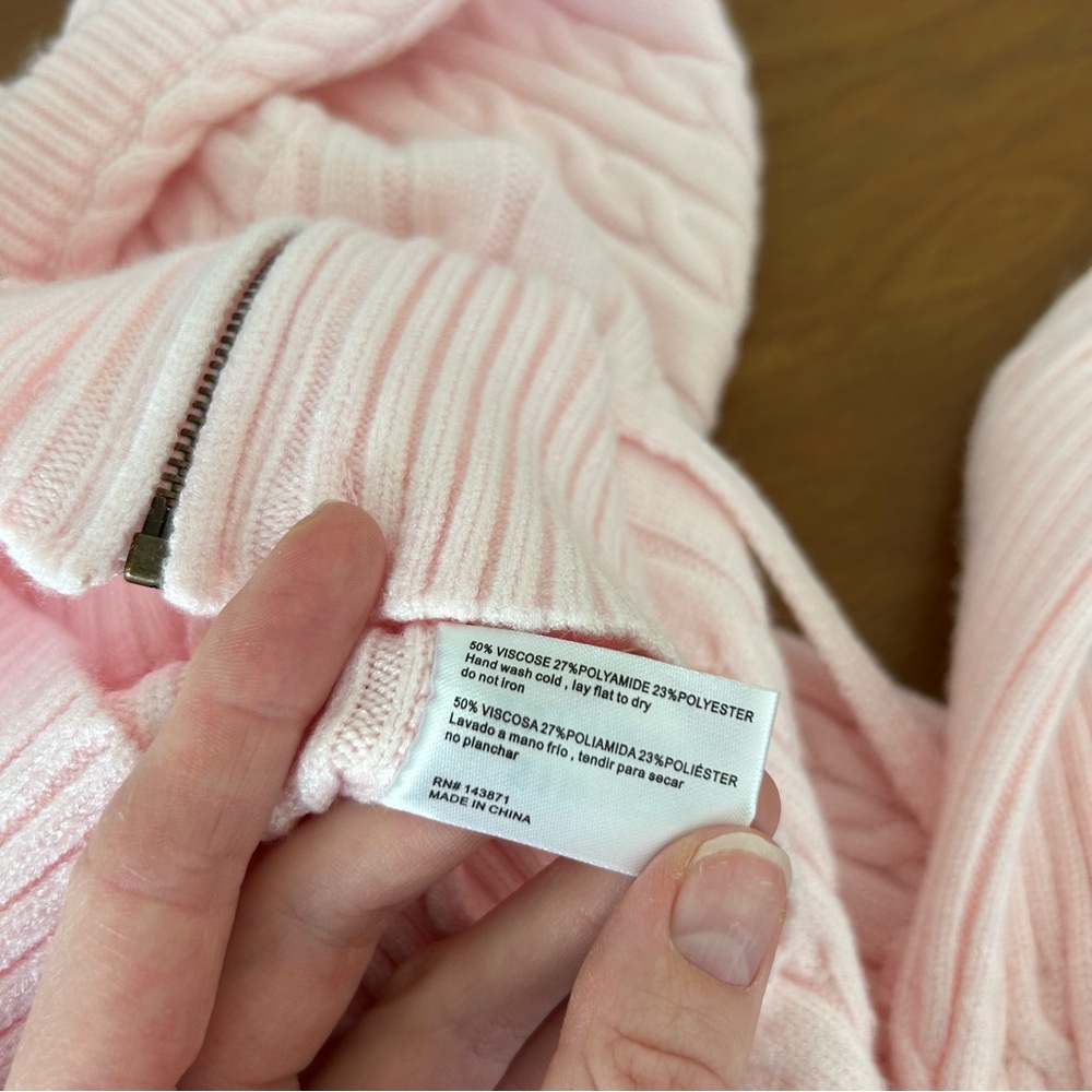 NWT New Frankies Bikinis Aimee Cable Knit Hoodie Rose Quartz Size Medium - Picture 10 of 10